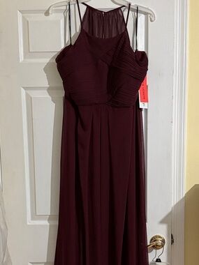 Bill Levkoff Burgundy Maxi Dress with Sheer Yoke